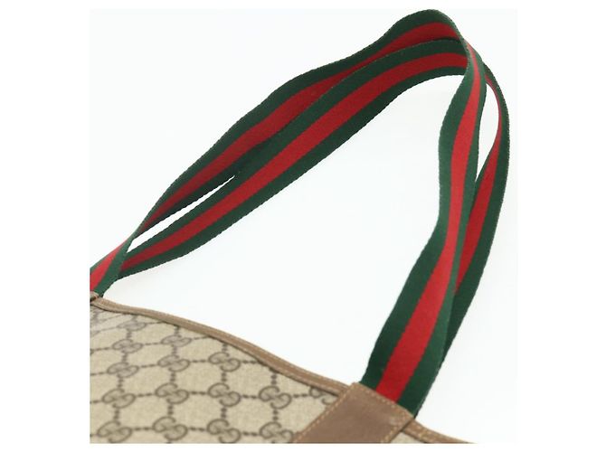 Borsa tote Gucci GG Supreme Web Sherry Line in PVC beige 40 02 003 Auth ep14026 - vista 8