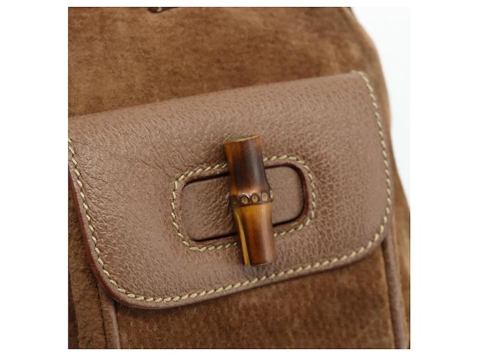 Bamboo Zaino in Bambù GUCCI Camoscio Marrone Oro 003 3444 0030 Auth ep14134 D'oro - vista 16