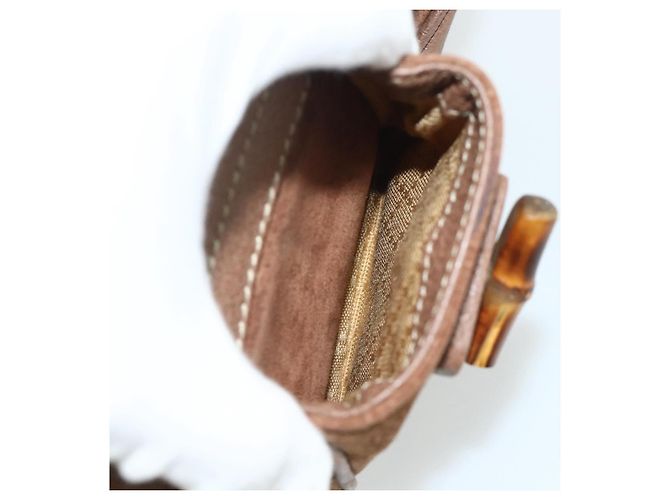 Bamboo Zaino in Bambù GUCCI Camoscio Marrone Oro 003 3444 0030 Auth ep14134 D'oro - vista 24