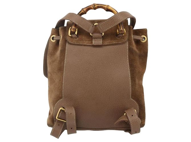Bamboo Zaino in Bambù GUCCI Camoscio Marrone Oro 003 3444 0030 Auth ep14134 D'oro - vista 3