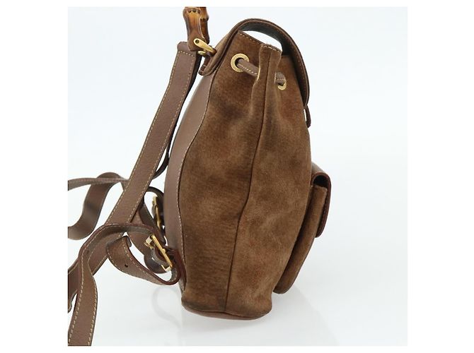 Bamboo Zaino in Bambù GUCCI Camoscio Marrone Oro 003 3444 0030 Auth ep14134 D'oro - vista 4