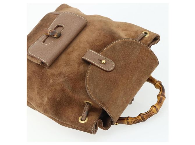 Bamboo Zaino in Bambù GUCCI Camoscio Marrone Oro 003 3444 0030 Auth ep14134 D'oro - vista 6