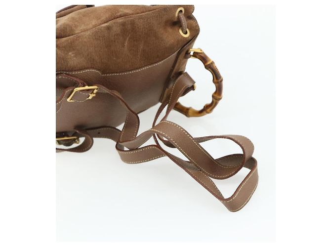 Bamboo Zaino in Bambù GUCCI Camoscio Marrone Oro 003 3444 0030 Auth ep14134 D'oro - vista 9