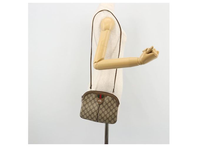 Borsa Sherry Line GG Supreme Web di GUCCI in PVC beige e oro 98 02 047 Auth ep14179 D'oro - vista 22