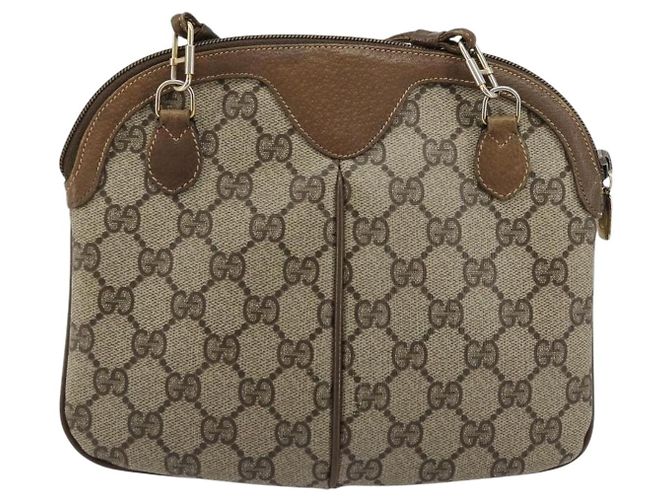 Borsa Sherry Line GG Supreme Web di GUCCI in PVC beige e oro 98 02 047 Auth ep14179 D'oro - vista 3