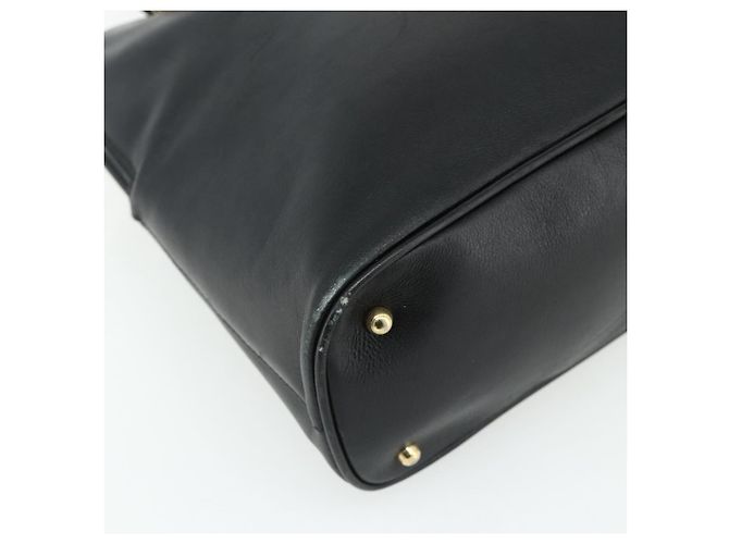 Bolso de mano de cuero Gucci Bamboo 2 piezas Negro Oro 000 1448 0289 Auth bs34727 Dorado - vista 13