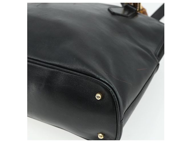 Bolso de mano de cuero Gucci Bamboo 2 piezas Negro Oro 000 1448 0289 Auth bs34727 Dorado - vista 14