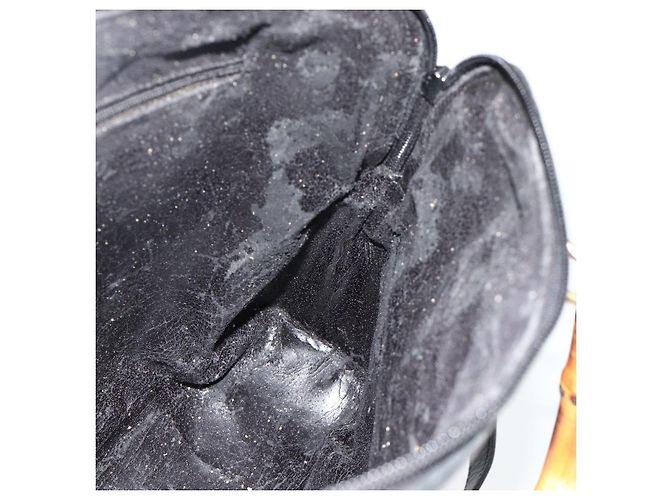 Bolso de mano de cuero Gucci Bamboo 2 piezas Negro Oro 000 1448 0289 Auth bs34727 Dorado - vista 19