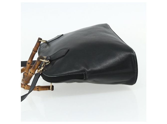 Bolso de mano de cuero Gucci Bamboo 2 piezas Negro Oro 000 1448 0289 Auth bs34727 Dorado - vista 4