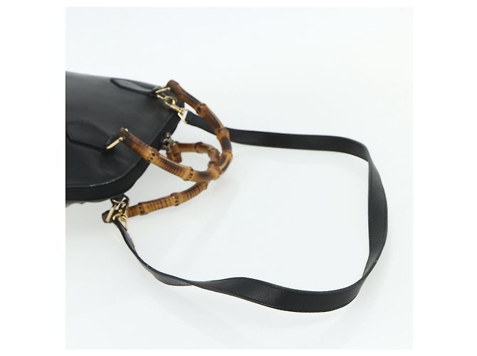 Bolso de mano de cuero Gucci Bamboo 2 piezas Negro Oro 000 1448 0289 Auth bs34727 Dorado - vista 9