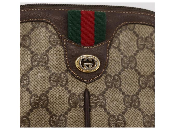 Borsa a Spalla Gucci GG Supreme Web Sherry Line PVC Beige 904 02 047 Auth 176686 - vista 15