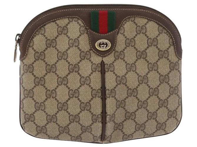 Borsa a Spalla Gucci GG Supreme Web Sherry Line PVC Beige 904 02 047 Auth 176686 - vista 2