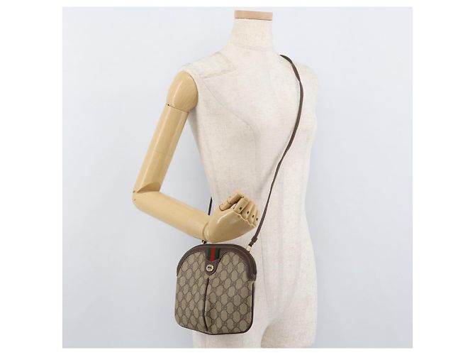 Borsa a Spalla Gucci GG Supreme Web Sherry Line PVC Beige 904 02 047 Auth 176686 - vista 22