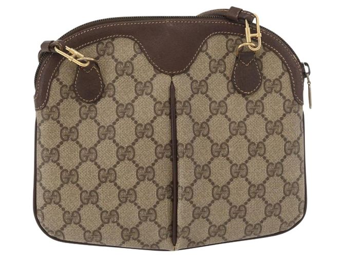 Borsa a Spalla Gucci GG Supreme Web Sherry Line PVC Beige 904 02 047 Auth 176686 - vista 3