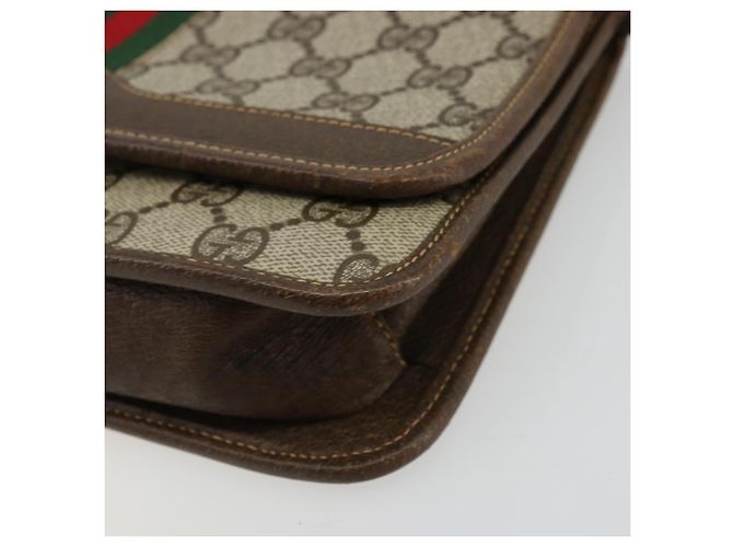 Borsa a Spalla Gucci GG Supreme Web Sherry Line PVC Beige Oro Auth BA12265 D'oro - vista 10