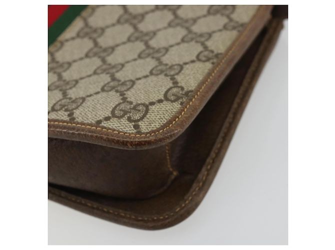 Borsa a Spalla Gucci GG Supreme Web Sherry Line PVC Beige Oro Auth BA12265 D'oro - vista 12