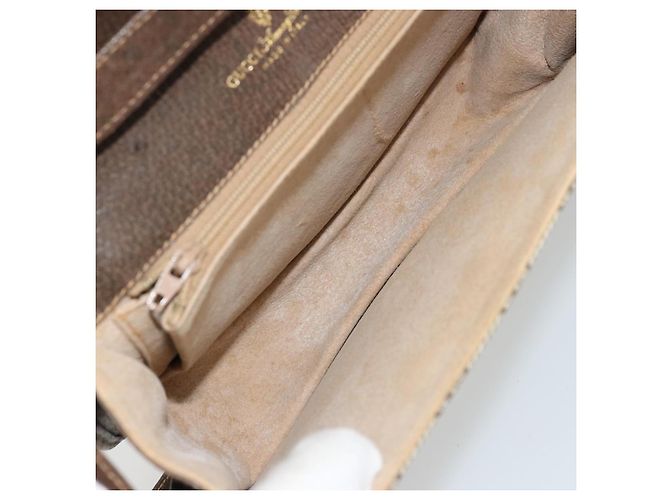 Borsa a Spalla Gucci GG Supreme Web Sherry Line PVC Beige Oro Auth BA12265 D'oro - vista 17