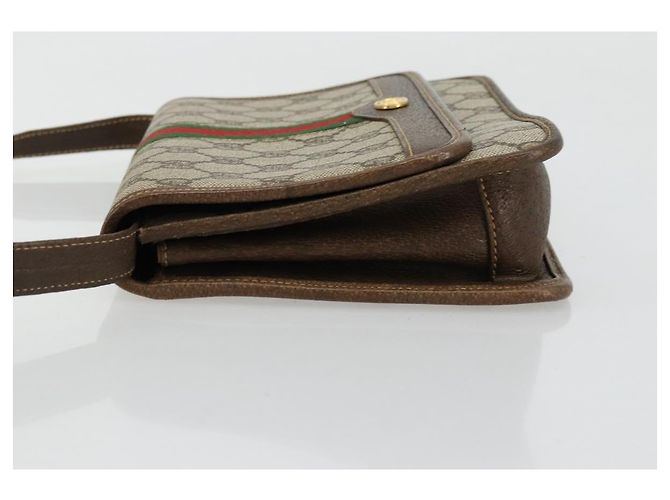 Borsa a Spalla Gucci GG Supreme Web Sherry Line PVC Beige Oro Auth BA12265 D'oro - vista 5