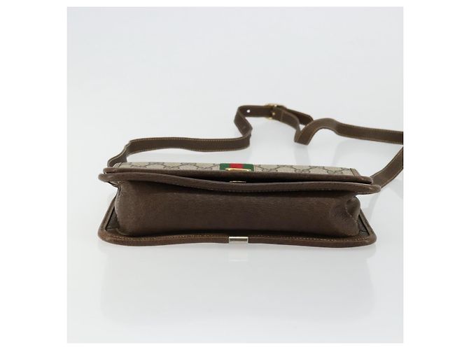 Borsa a Spalla Gucci GG Supreme Web Sherry Line PVC Beige Oro Auth BA12265 D'oro - vista 9