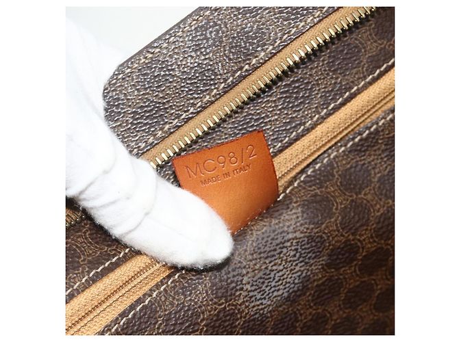 Céline Borsa tote in tela Macadam CELINE in pelle PVC marrone oro Auth ka4109 D'oro - vista 12