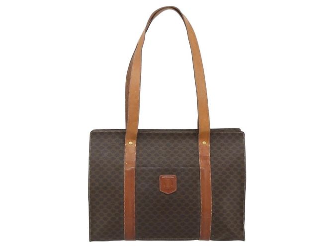 Céline Borsa tote in tela Macadam CELINE in pelle PVC marrone oro Auth ka4109 D'oro - vista 13