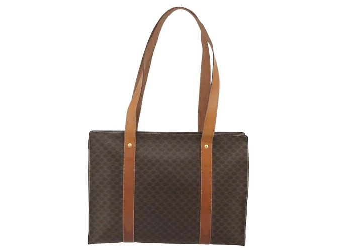Céline Borsa tote in tela Macadam CELINE in pelle PVC marrone oro Auth ka4109 D'oro - vista 2