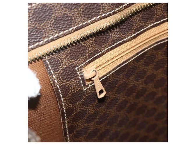 Céline Borsa tote in tela Macadam CELINE in pelle PVC marrone oro Auth ka4109 D'oro - vista 20