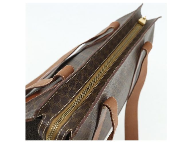 Céline Borsa tote in tela Macadam CELINE in pelle PVC marrone oro Auth ka4109 D'oro - vista 6