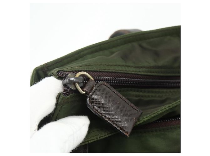 PRADA Tote Bag aus Nylon Khaki Silber authentisch 176359 - Ansicht 10