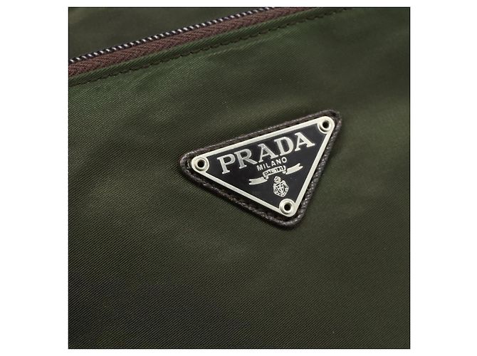 PRADA Tote Bag aus Nylon Khaki Silber authentisch 176359 - Ansicht 17