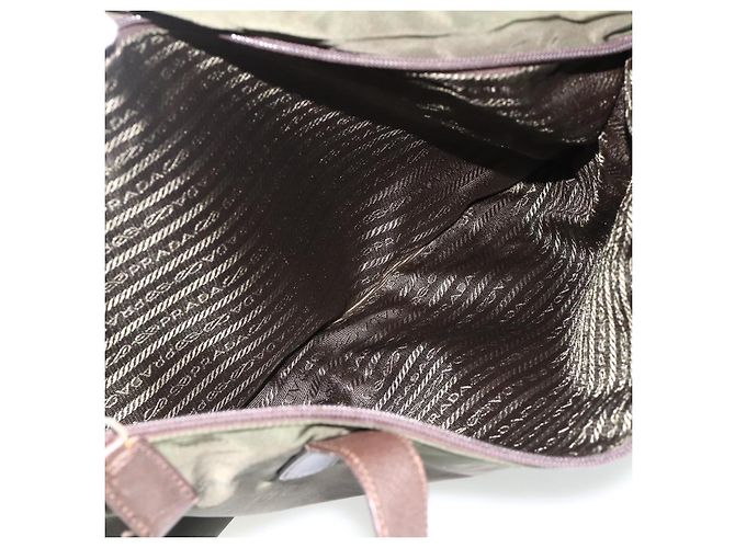 PRADA Tote Bag aus Nylon Khaki Silber authentisch 176359 - Ansicht 23