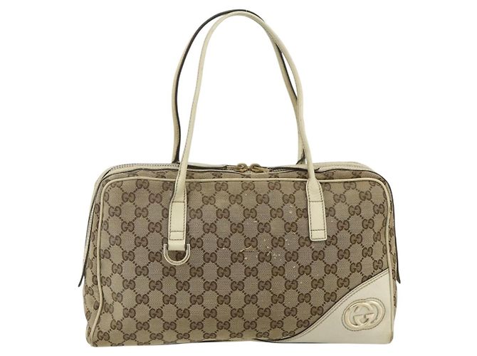 GUCCI GG Canvas Tote Bag Beige Gold 169971 Auth 176655 Golden - Ansicht 2
