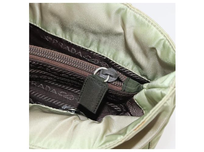 PRADA Bolso de mano de nailon verde plata Auth 176258 - vista 24