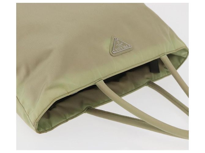 PRADA Bolso de mano de nailon verde plata Auth 176258 - vista 6