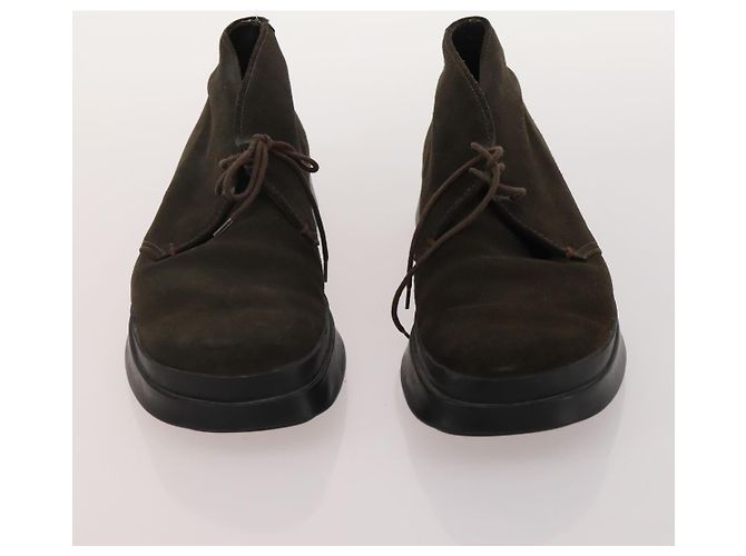 Chaussures PRADA en cuir suédé 5 pièces marron noir Auth 174775 - vue 18