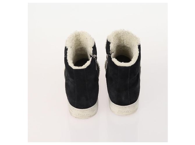 Chaussures PRADA en cuir suédé 5 pièces marron noir Auth 174775 - vue 3