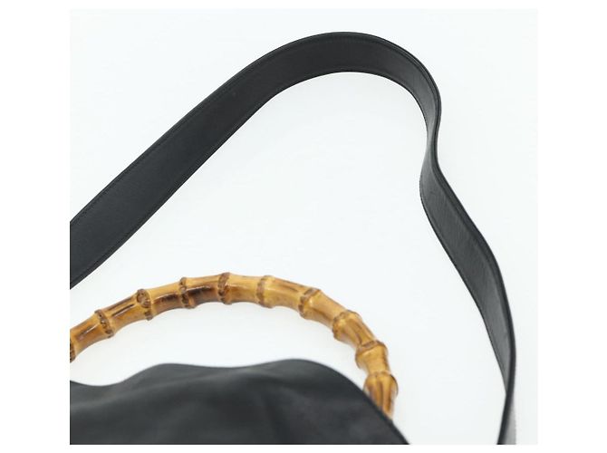 Borsa a Spalla in Pelle Gucci Bamboo 2way Nera Oro 001 1577 Auth ep14290 Nero D'oro - vista 10