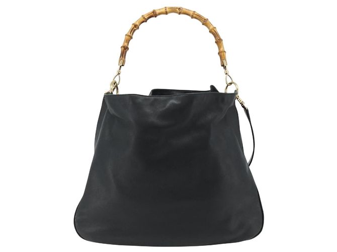 Borsa a Spalla in Pelle Gucci Bamboo 2way Nera Oro 001 1577 Auth ep14290 Nero D'oro - vista 2
