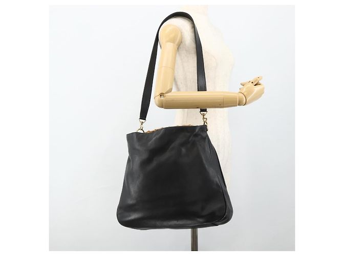 Borsa a Spalla in Pelle Gucci Bamboo 2way Nera Oro 001 1577 Auth ep14290 Nero D'oro - vista 23