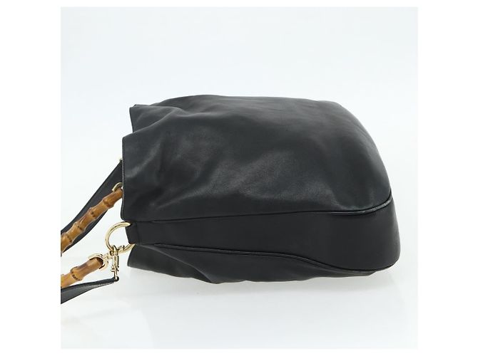Borsa a Spalla in Pelle Gucci Bamboo 2way Nera Oro 001 1577 Auth ep14290 Nero D'oro - vista 4