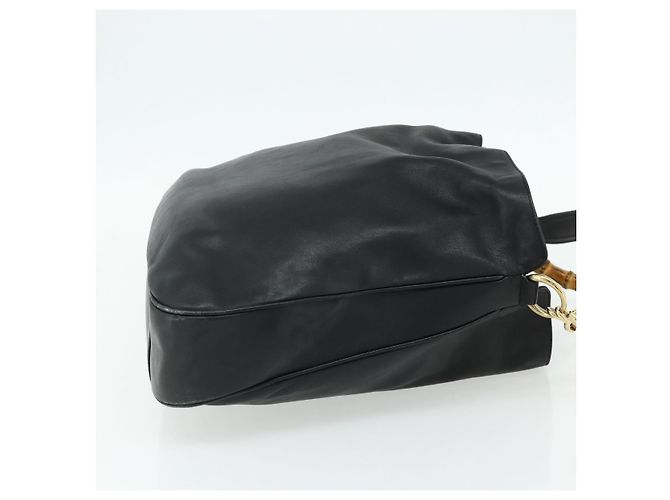 Borsa a Spalla in Pelle Gucci Bamboo 2way Nera Oro 001 1577 Auth ep14290 Nero D'oro - vista 5