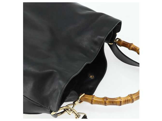Borsa a Spalla in Pelle Gucci Bamboo 2way Nera Oro 001 1577 Auth ep14290 Nero D'oro - vista 6