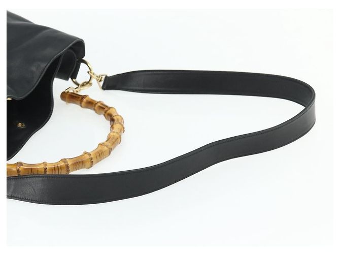 Borsa a Spalla in Pelle Gucci Bamboo 2way Nera Oro 001 1577 Auth ep14290 Nero D'oro - vista 9