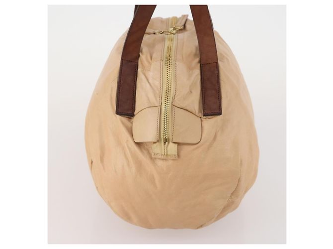 Céline Borsa a Mano CELINE in Pelle Beige Oro Auth hk3694A D'oro - vista 4
