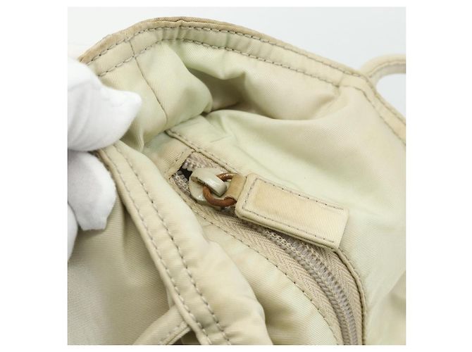 Borsa Tote PRADA Nylon Beige Argento Auth 176637 - vista 10