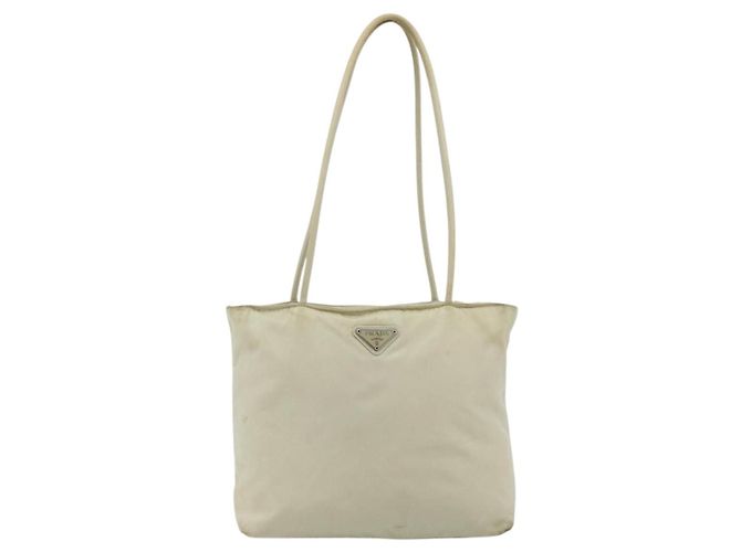 Borsa Tote PRADA Nylon Beige Argento Auth 176637 - vista 13