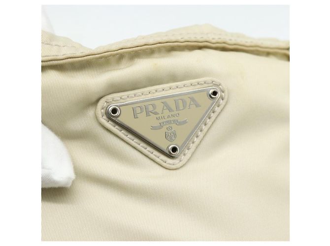 Borsa Tote PRADA Nylon Beige Argento Auth 176637 - vista 17