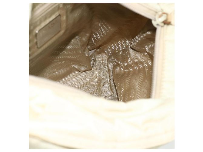 Borsa Tote PRADA Nylon Beige Argento Auth 176637 - vista 19