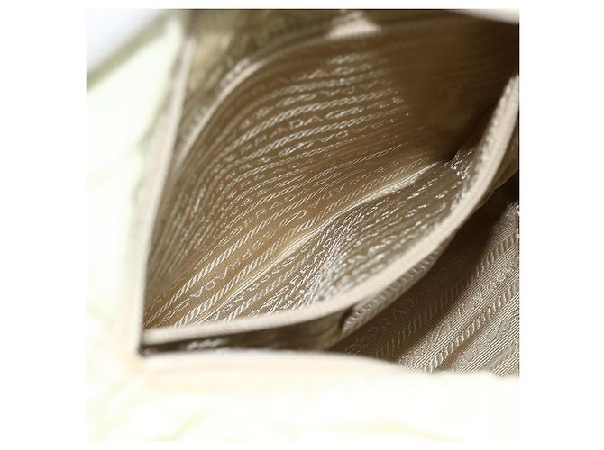 Borsa Tote PRADA Nylon Beige Argento Auth 176637 - vista 22