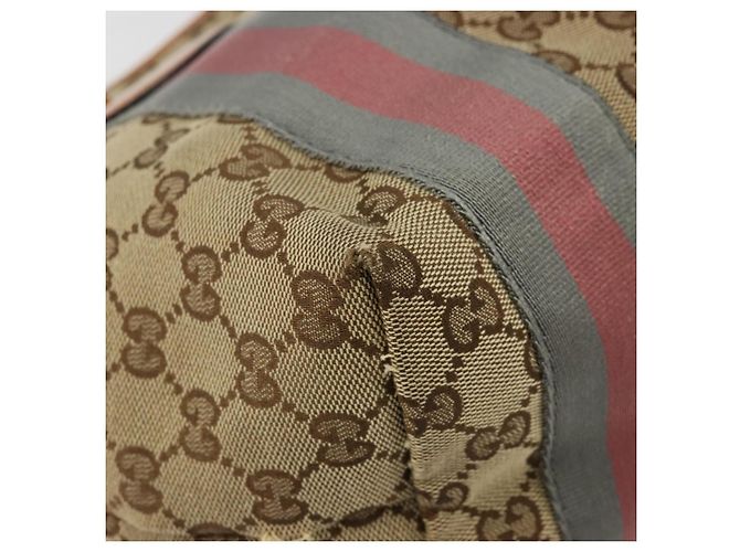 Borsa Tote Gucci GG Canvas Sherry Line Beige Oro 211971 Auth am11431 D'oro - vista 11